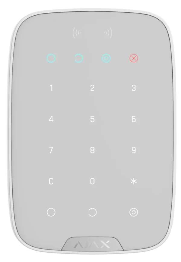 ajax-bedienfeld-led-statusanzeige-desfire-kontaktlose-steuerung-weiss-keypad-plus