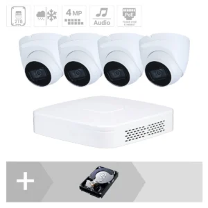 GOLIATH IP Dome Kamera Set | 4x4 MP | 2.8 mm | 30m IR | App | Mikrofon | Starlight | IP67 | PoE Set – Bild 1
